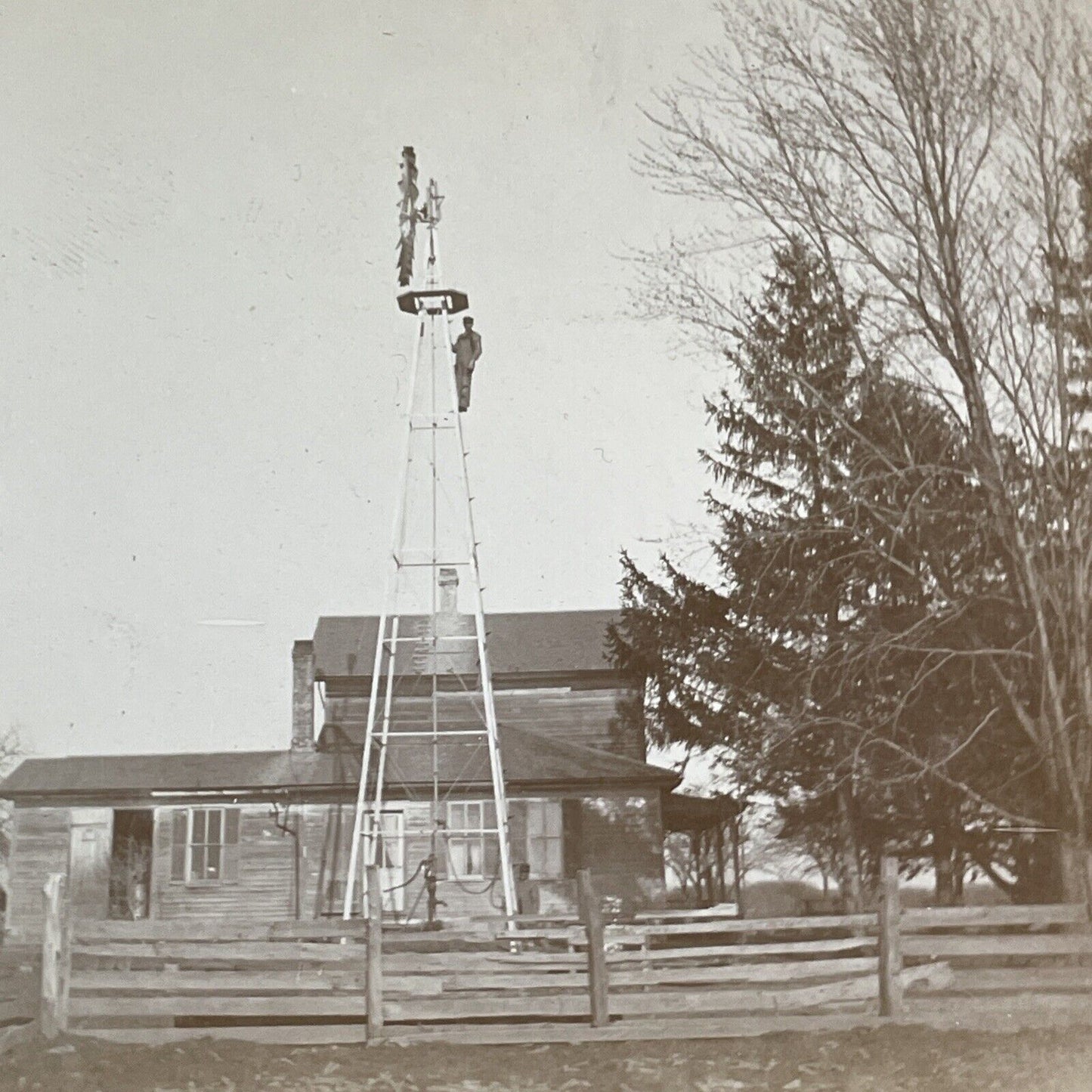Farm House In Sharon Wisconsin Stereoview OOAK Photo Antique c1910 X1601