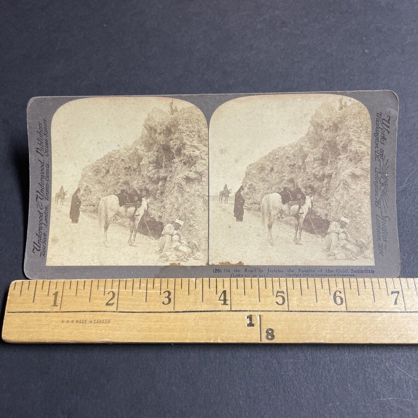 Antique 1899 A Dying Man Is Given Water On Road Stereoview Photo Card P4418