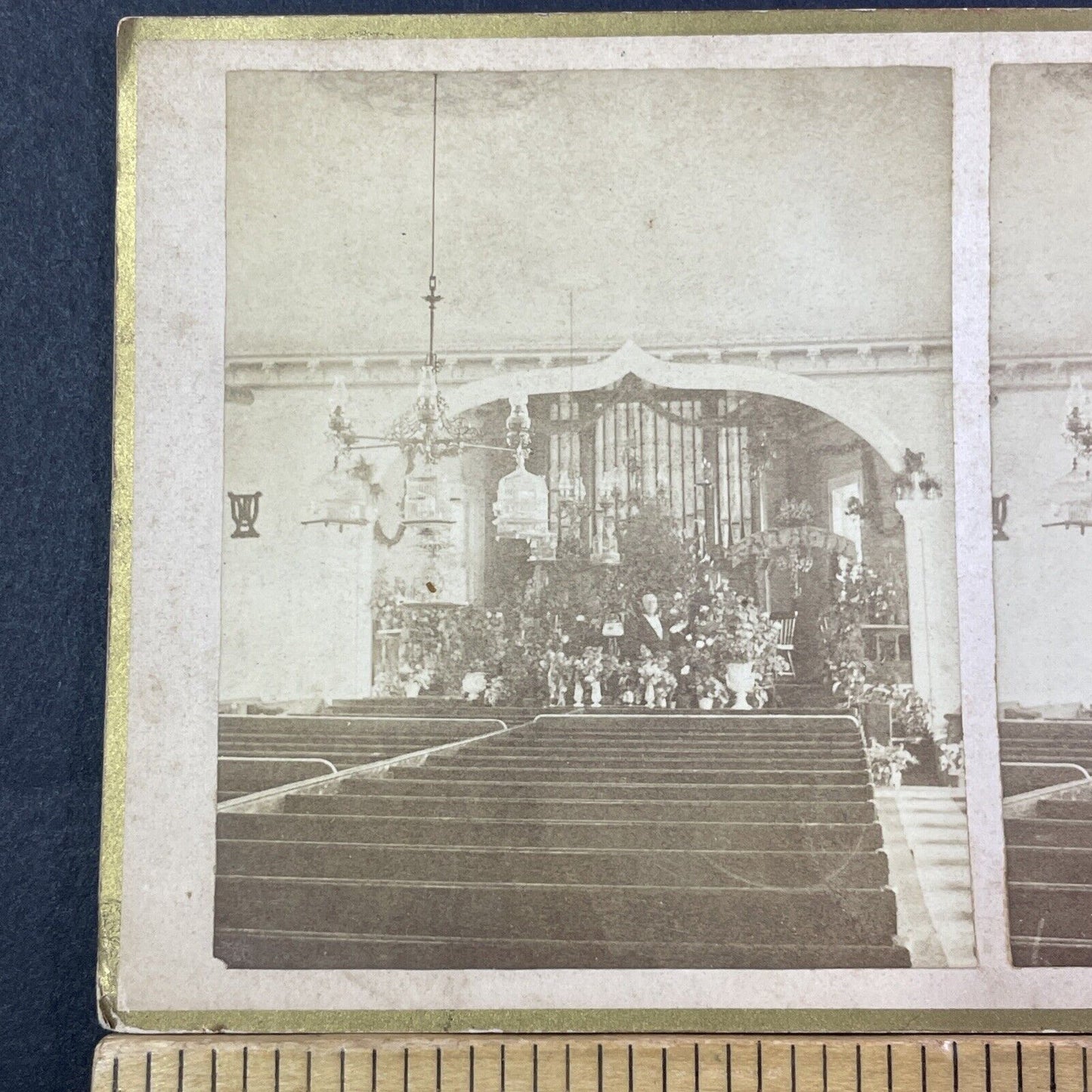 JP Haseltine Self Portrait Stereoview Wife's Funeral Photo Antique 1878 X864