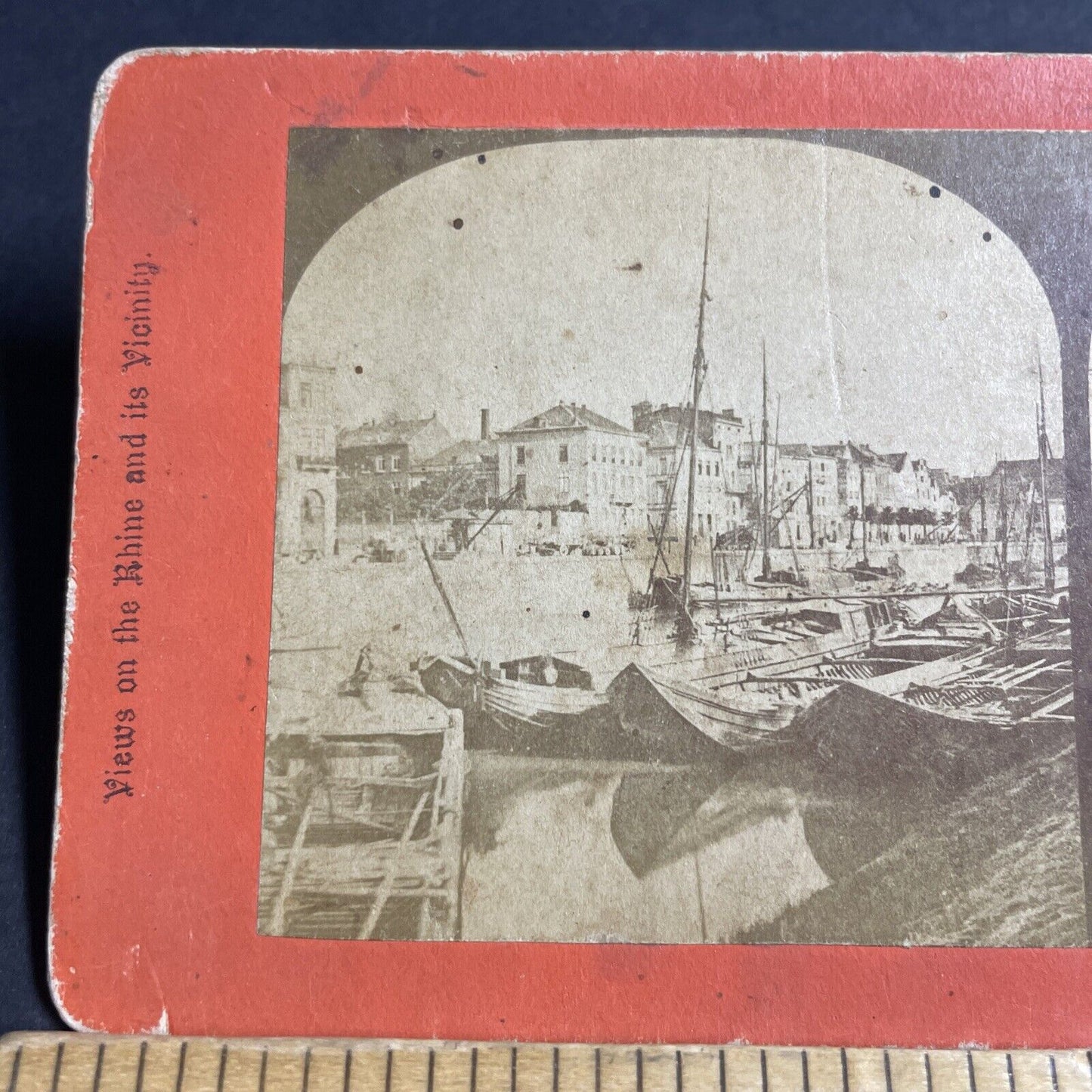 Antique 1860s Harbor View Cologne Koln Germany Stereoview Photo Card P4543