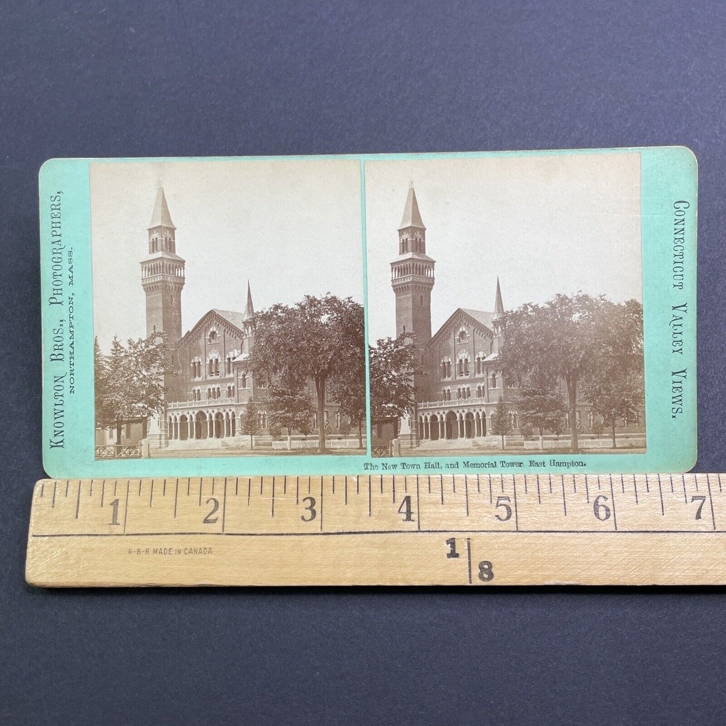 Antique 1870s Town Hall Completed Easthampton MA Stereoview Photo Card V465