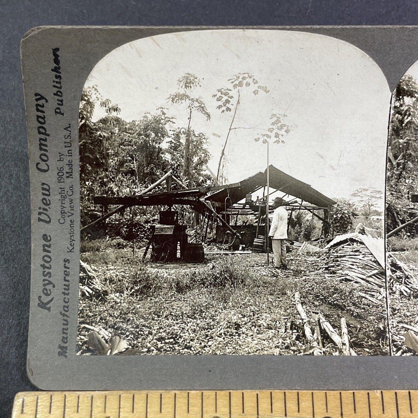 Sugar Making Factory in Isthmus Panama Stereoview Antique c1907 Y2808