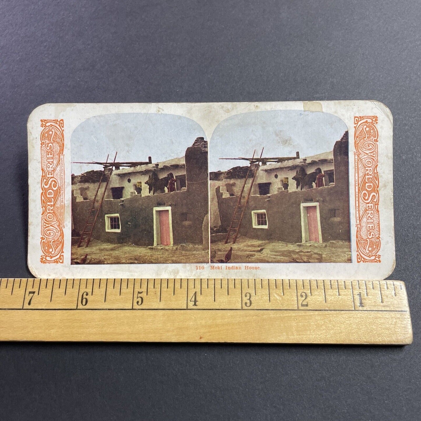 Antique 1905 Moki Native American Indian House Stereoview Photo Card Q2241