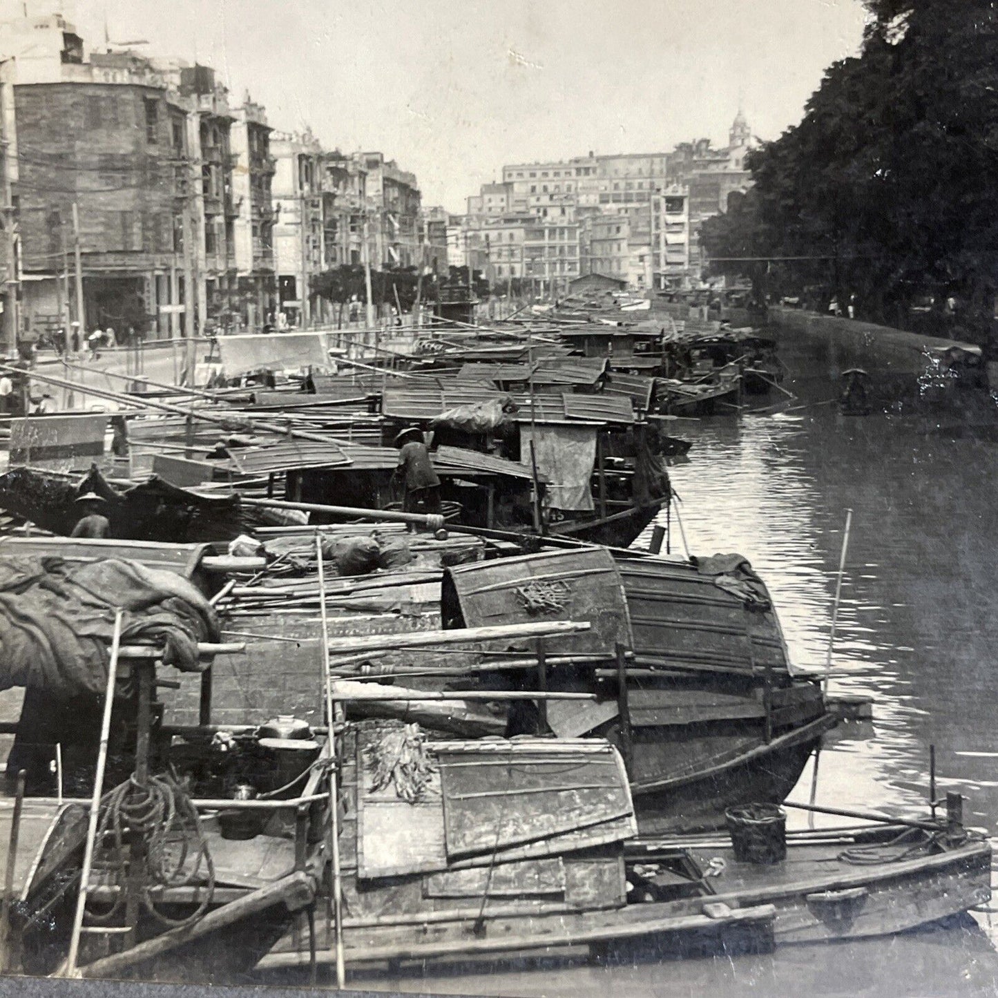 Antique 1920s Shamian Island Guangzhou China Stereoview Photo Card P4923
