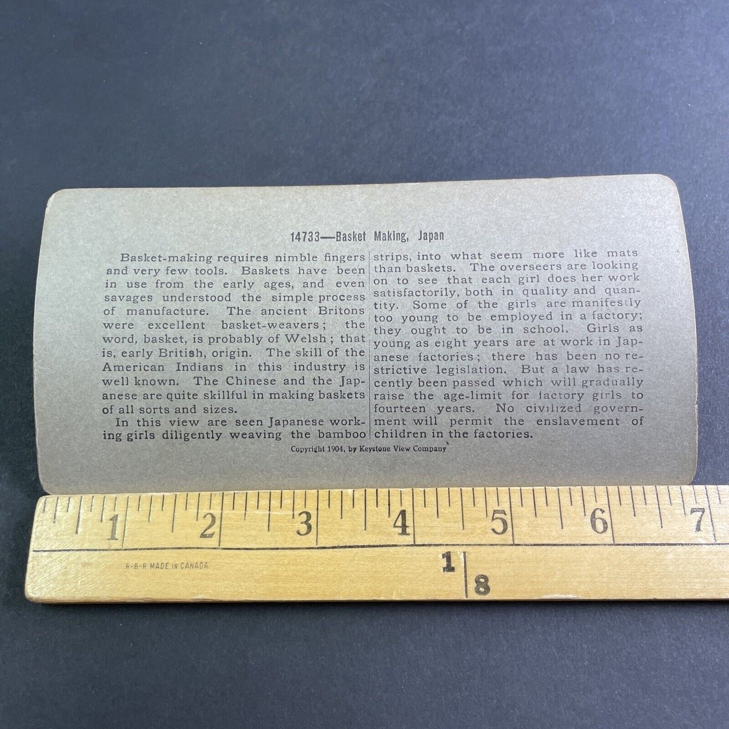 Antique 1904 Children Working In Factory In Japan Stereoview Photo Card P2196