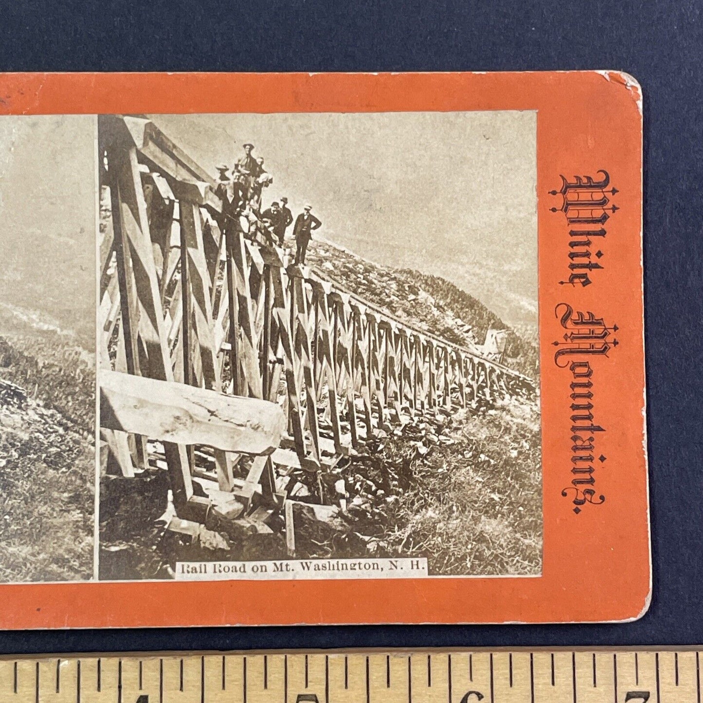 Mt Washington Railroad Construction Stereoview New Hampshire c1870s Y404 CREASE