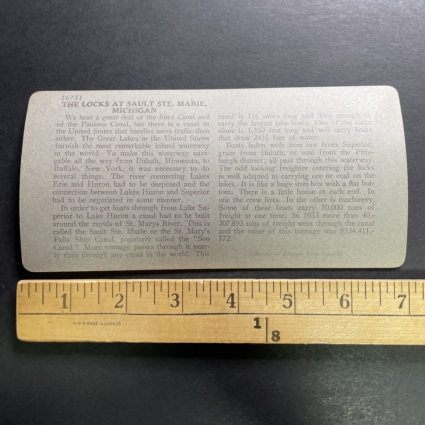 Antique 1934 Worrell Clarkson Great Lakes Cargo Ship Stereoview Photo Card P1311