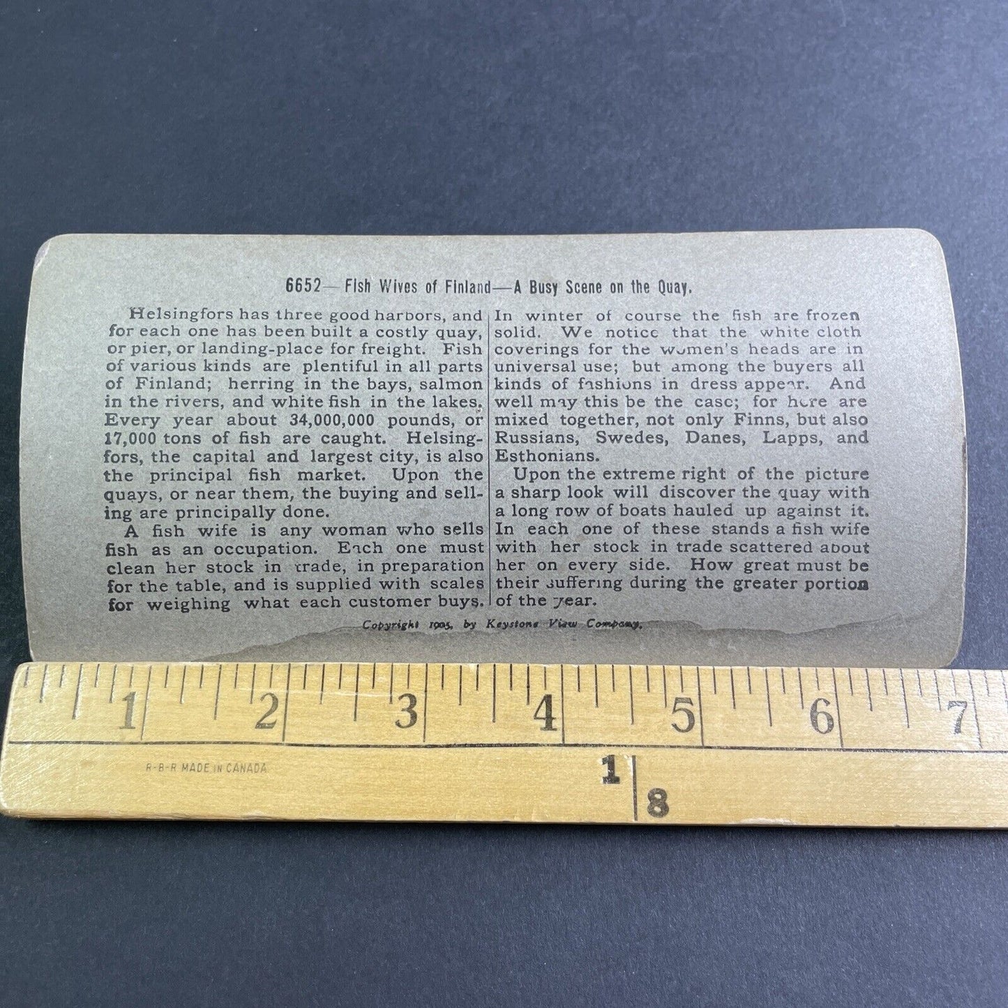 Antique 1905 Women Gutting Fish Helsinki Finland Stereoview Photo Card P2165