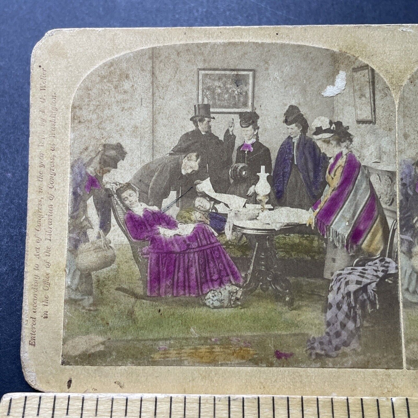 Antique 1878 Husband And Wife Surprise Party Stereoview Photo Card P4014