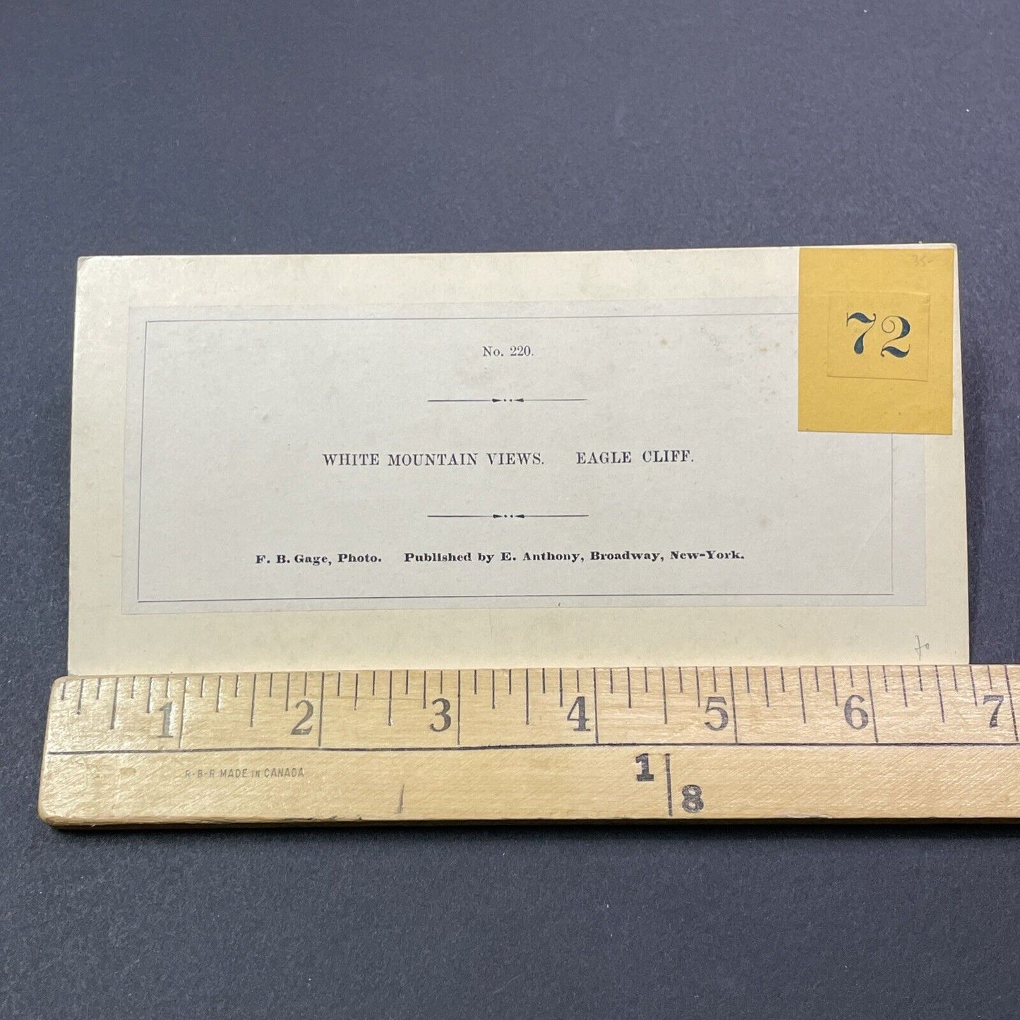 Antique 1850s Eagle Cliff Mountain New Hampshire Stereoview Photo Card V1962