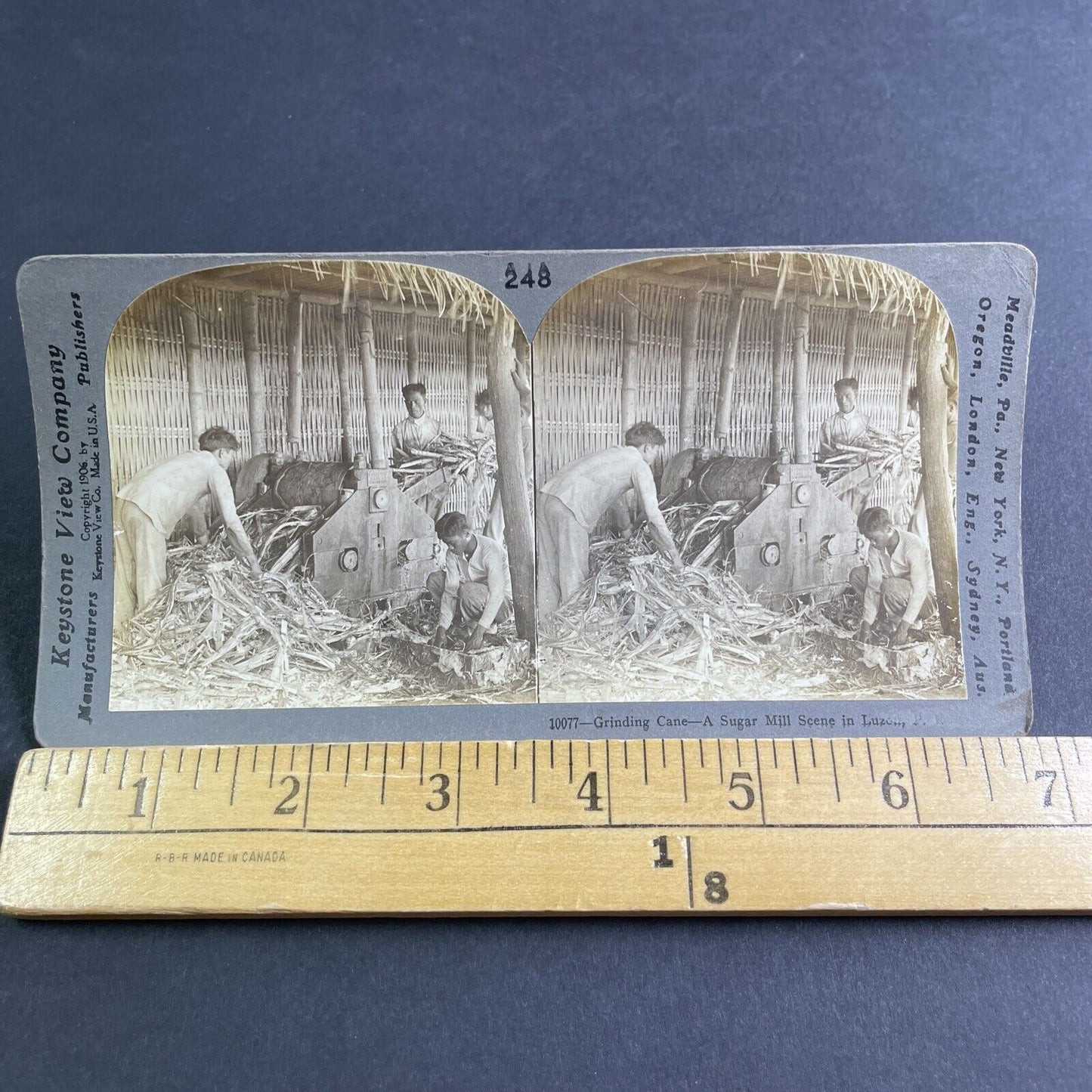 Antique 1906 Sugar Cane Grinder Manila Philippines Stereoview Photo Card P2119