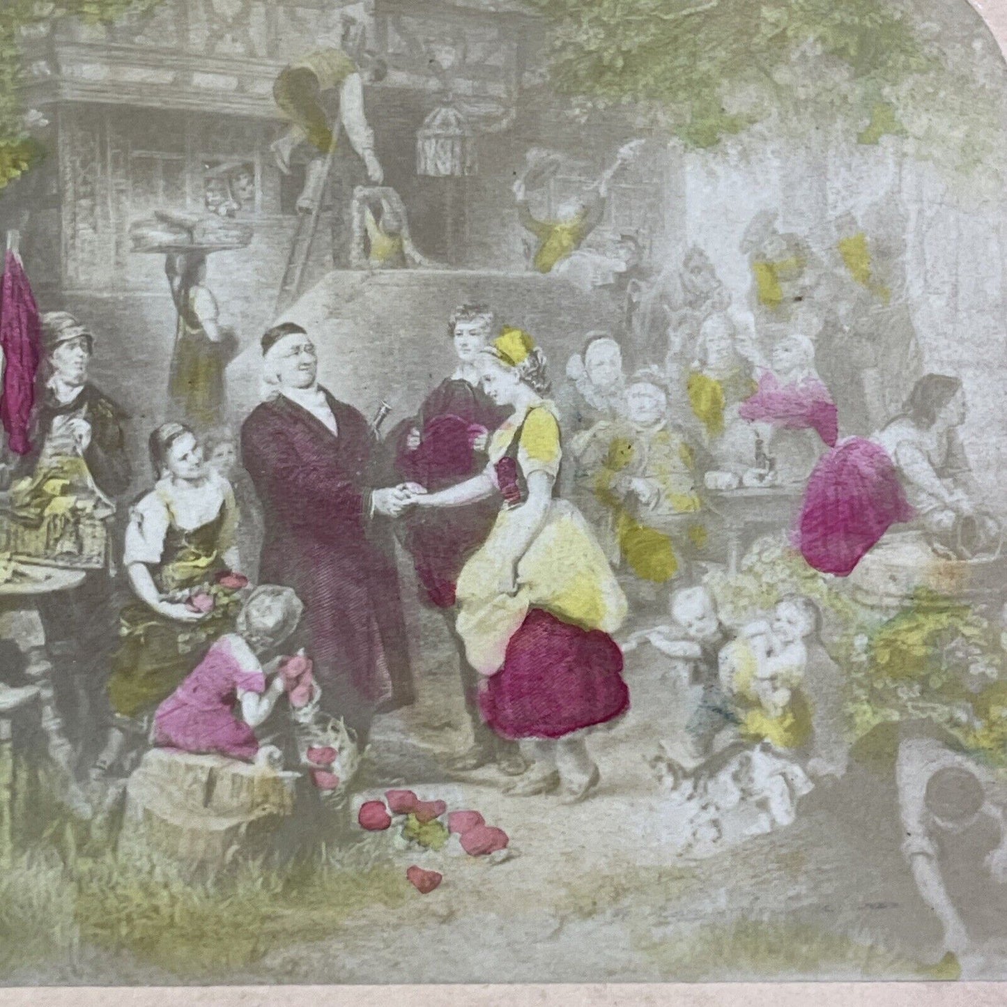 18th Century Wedding Stereoview M. Knoedler & Co Manhattan Antique c1879 X4102