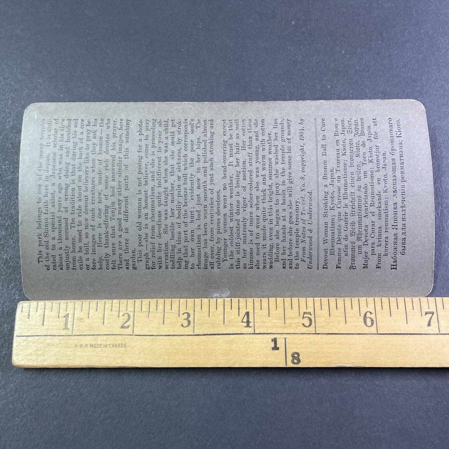 Bronze Bull that Cures Arthritis Stereoview Kyoto Japan Antique c1904 Y2785