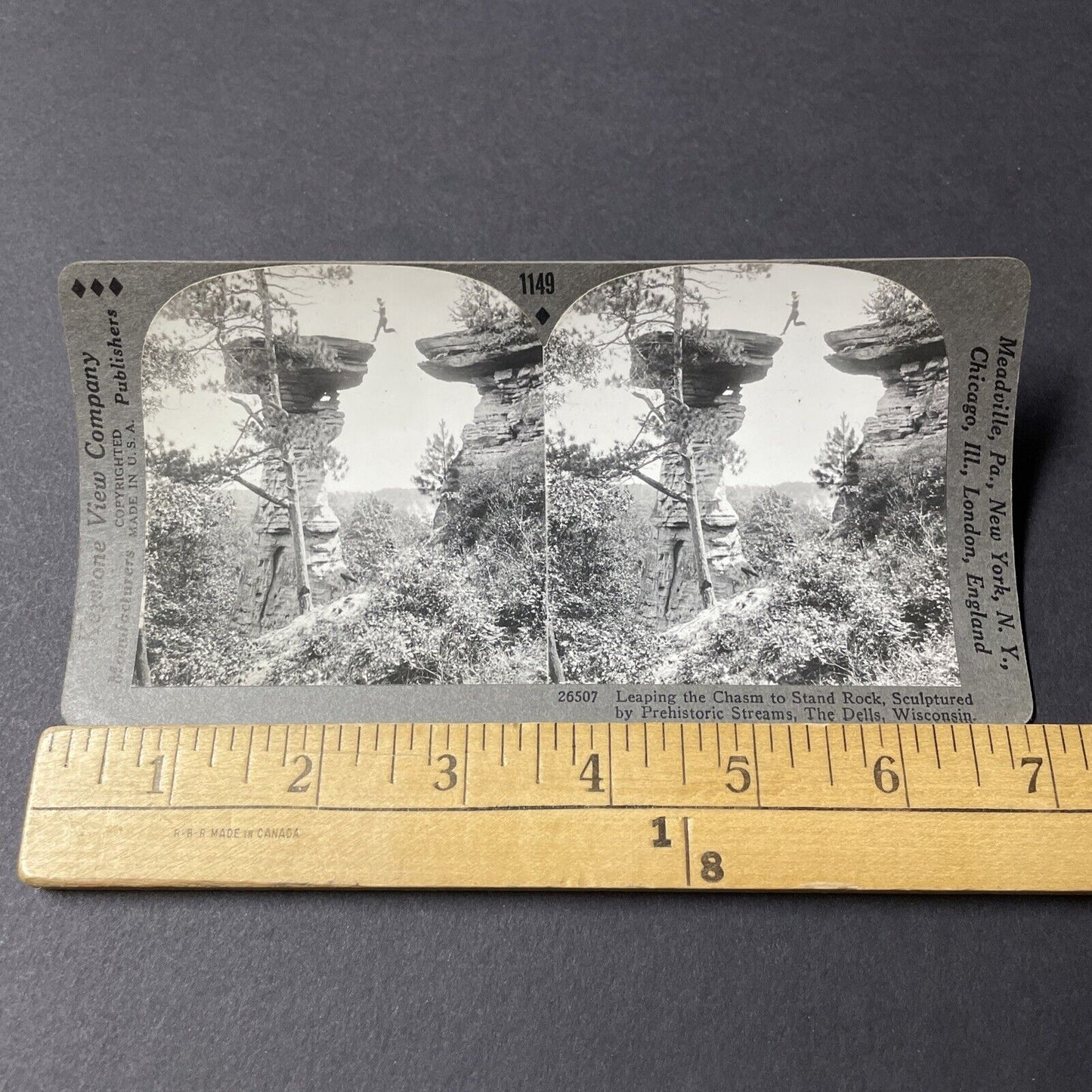 Antique 1910s Daredevil Jumps A Rock Gap Stereoview Photo Card V2595