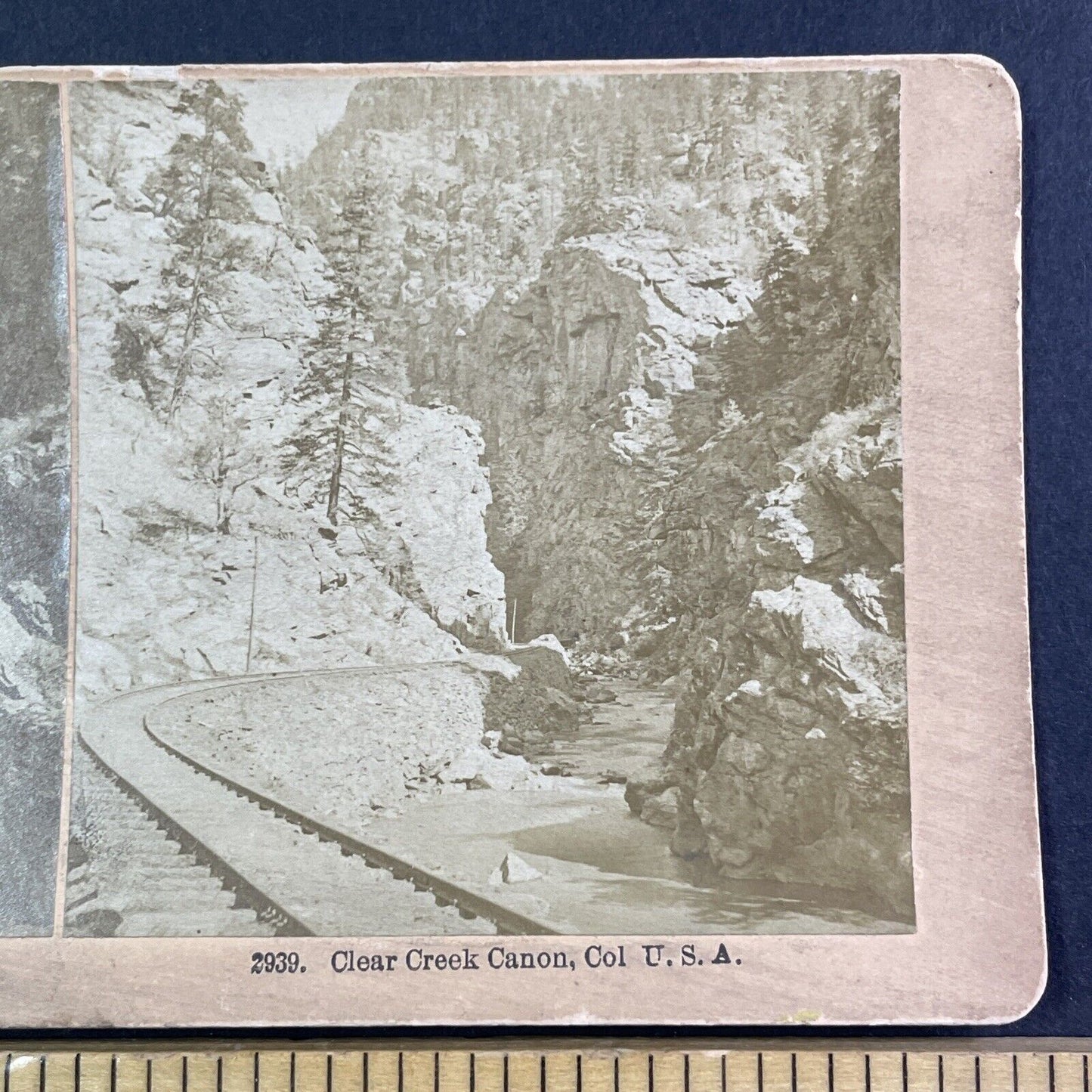 Clear Creek Canyon Colorado Stereoview BW Kilburn Antique c1885 X3652