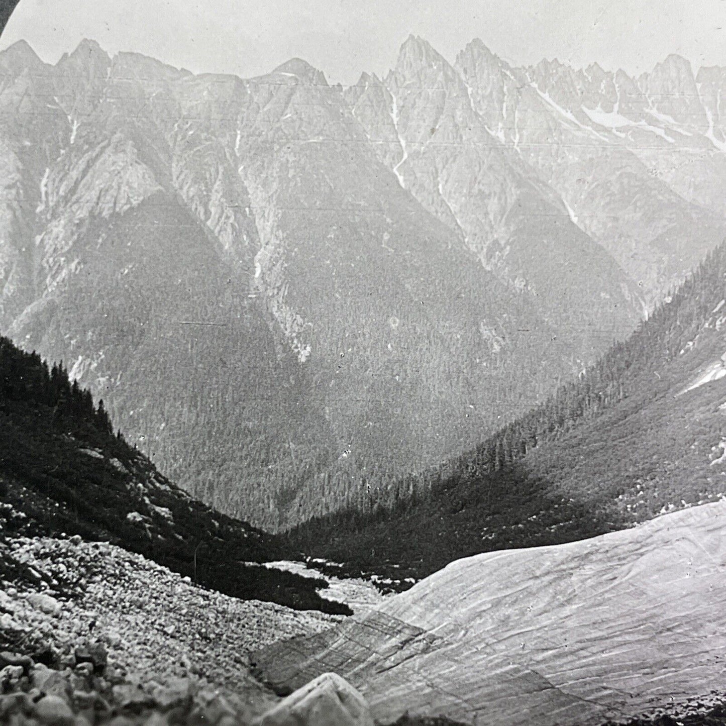 Sawtooth Mountains Skagway Alaska Stereoview Denver Glacier Antique c1920s Y1141