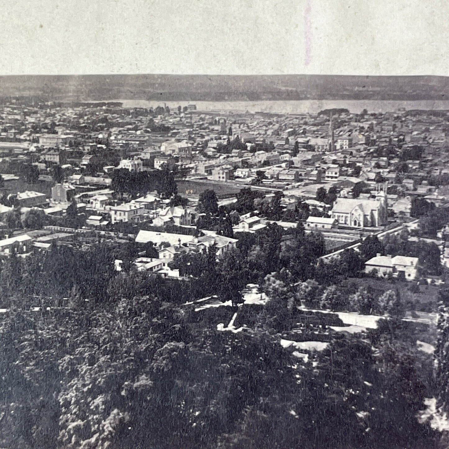 Hamilton Ontario From The Escarpment Stereoview City View Antique c1860s X4175