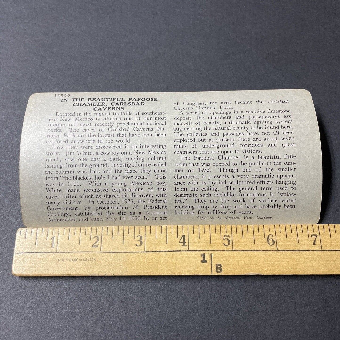 Antique 1920s Carlsbad Caverns New Mexico Stereoview Photo Card V2816