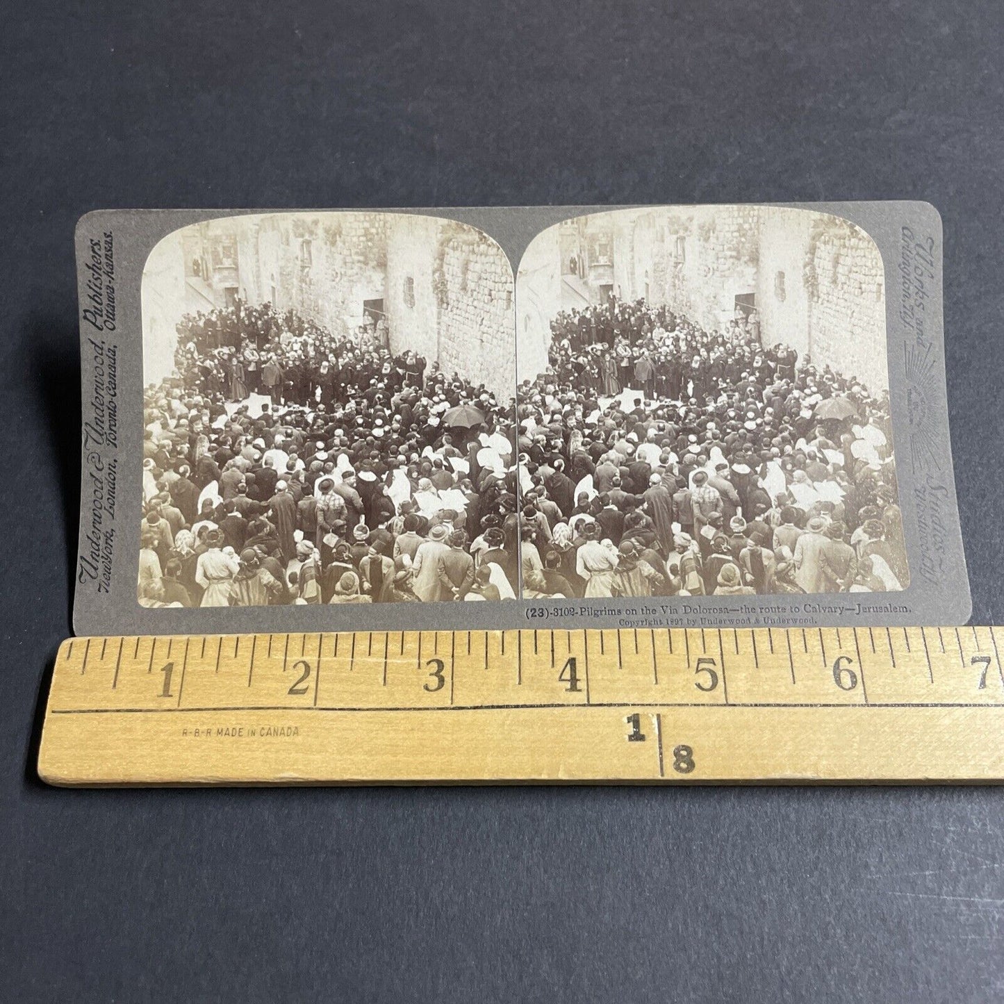 Antique 1897 Christian Jewish Muslim Pilgrims Israel Stereoview Photo Card P4482