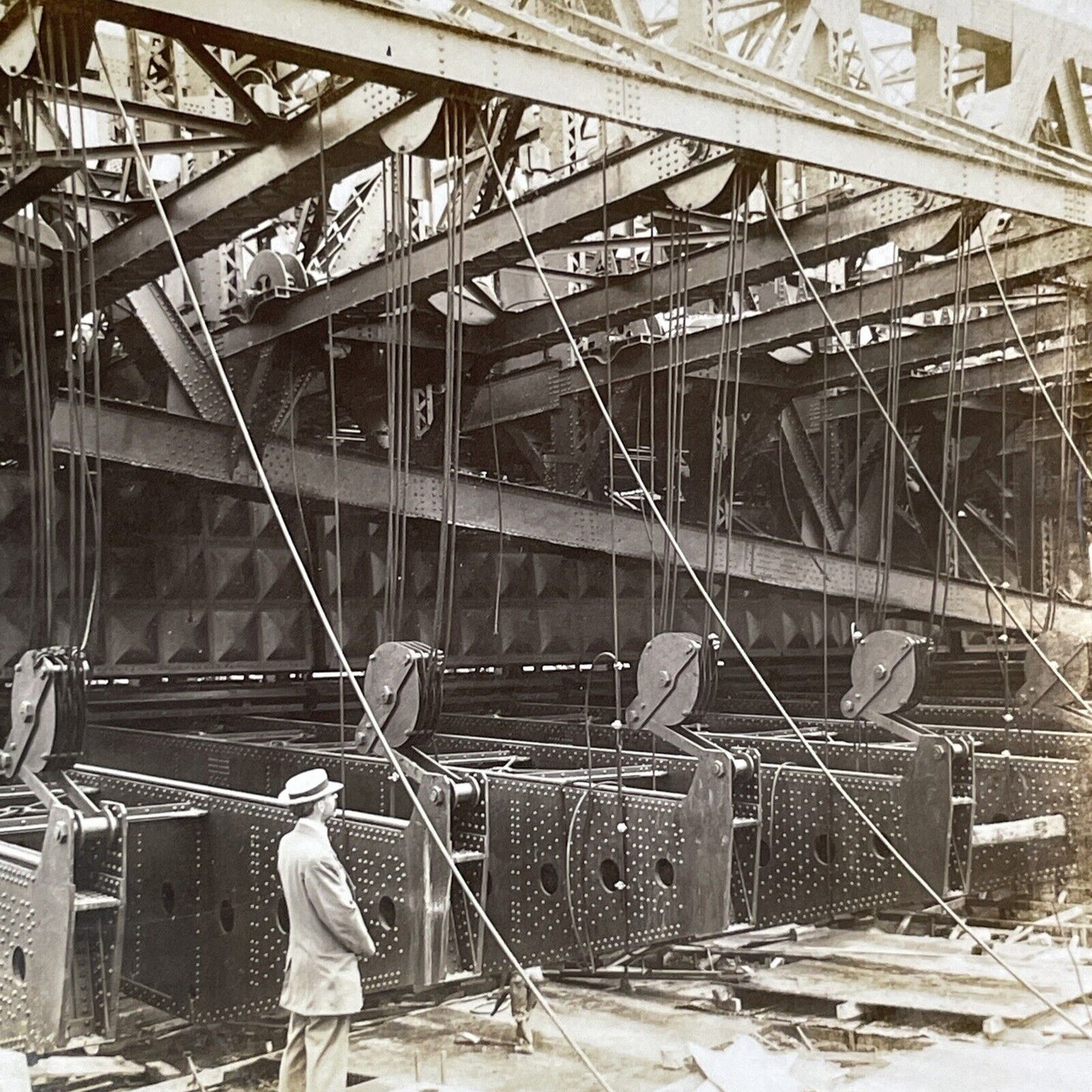 Gatun Emergency Dam Girders in Panama Stereoview Antique c1913 Y2819