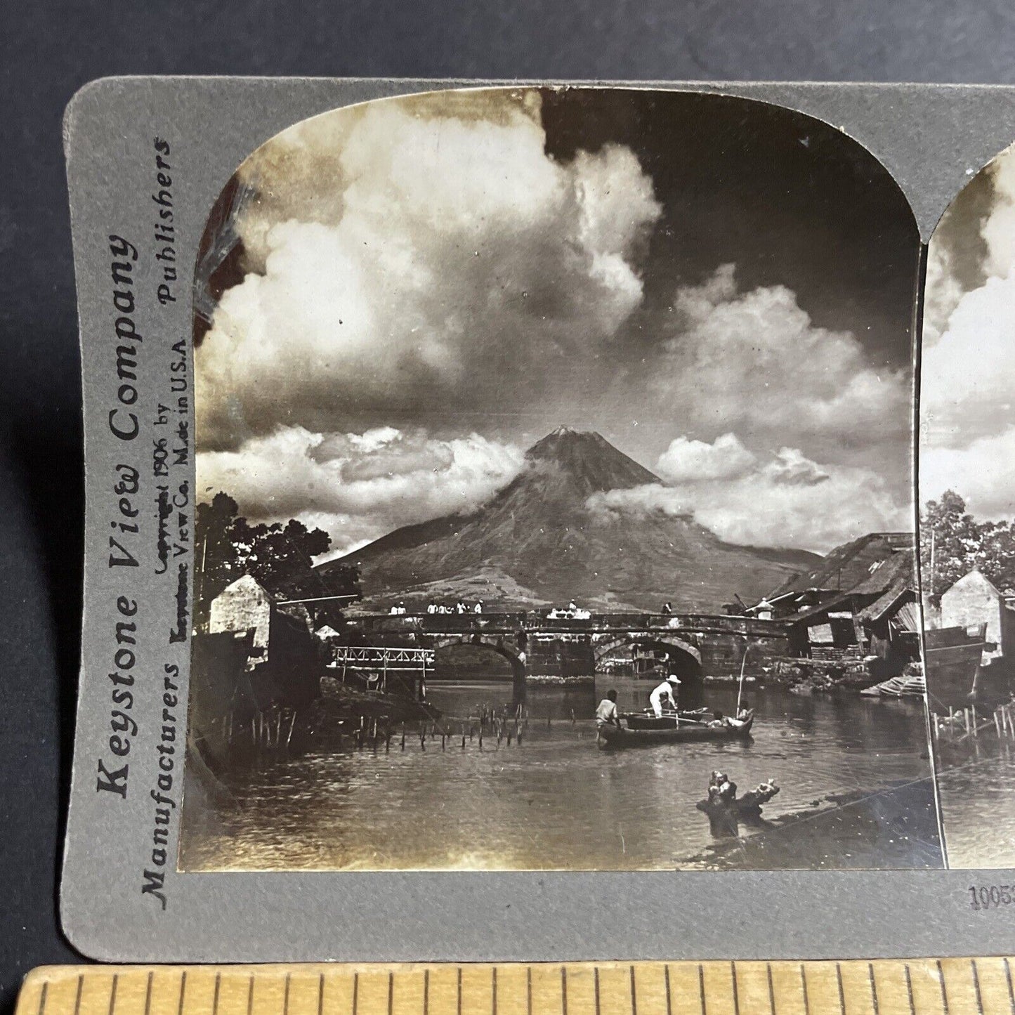 Antique 1906 The Mayon Volcano Luzon Philippines Stereoview Photo Card P5514