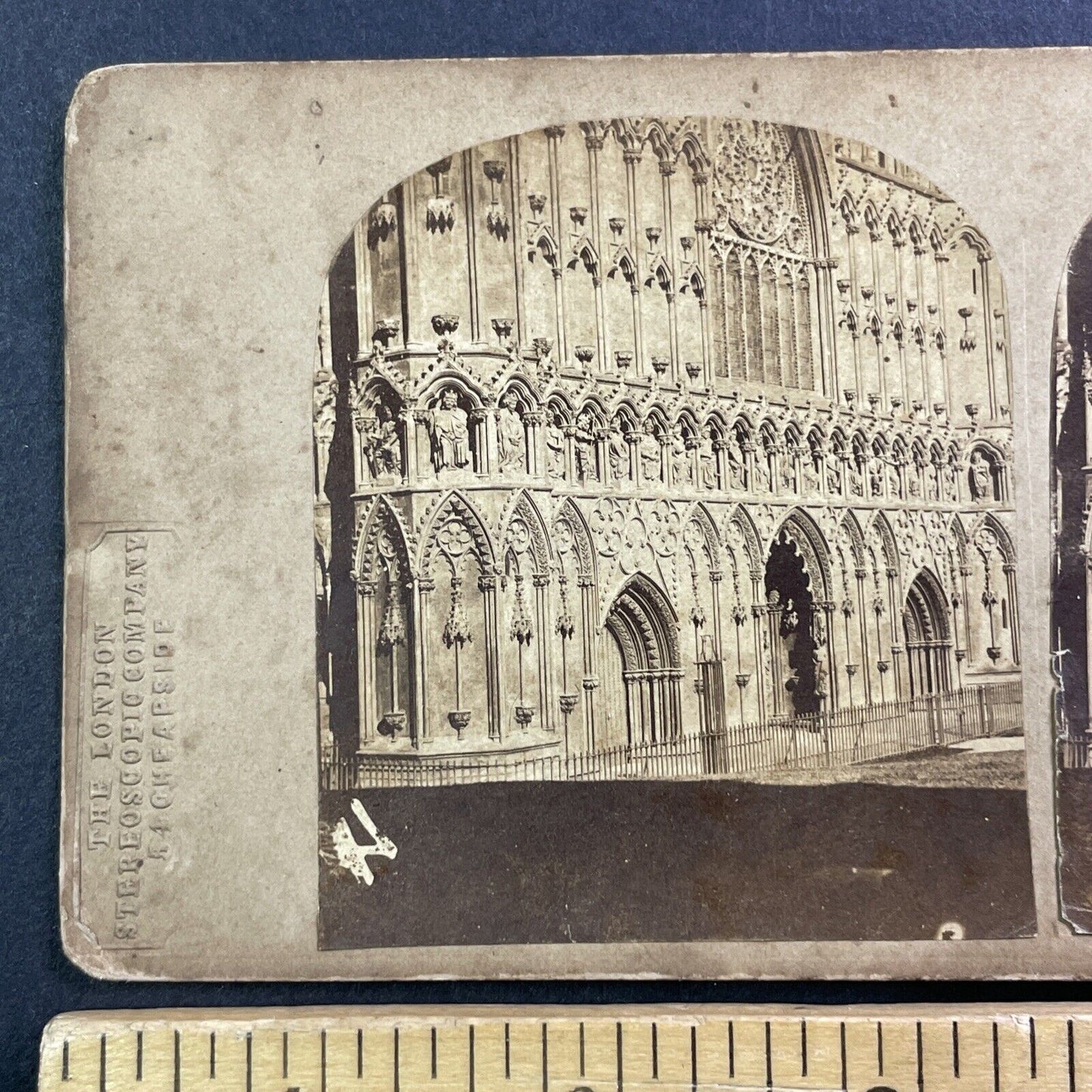 Lichfield Cathedral Church Stereoview Cheapside London Antique c1850s Y005