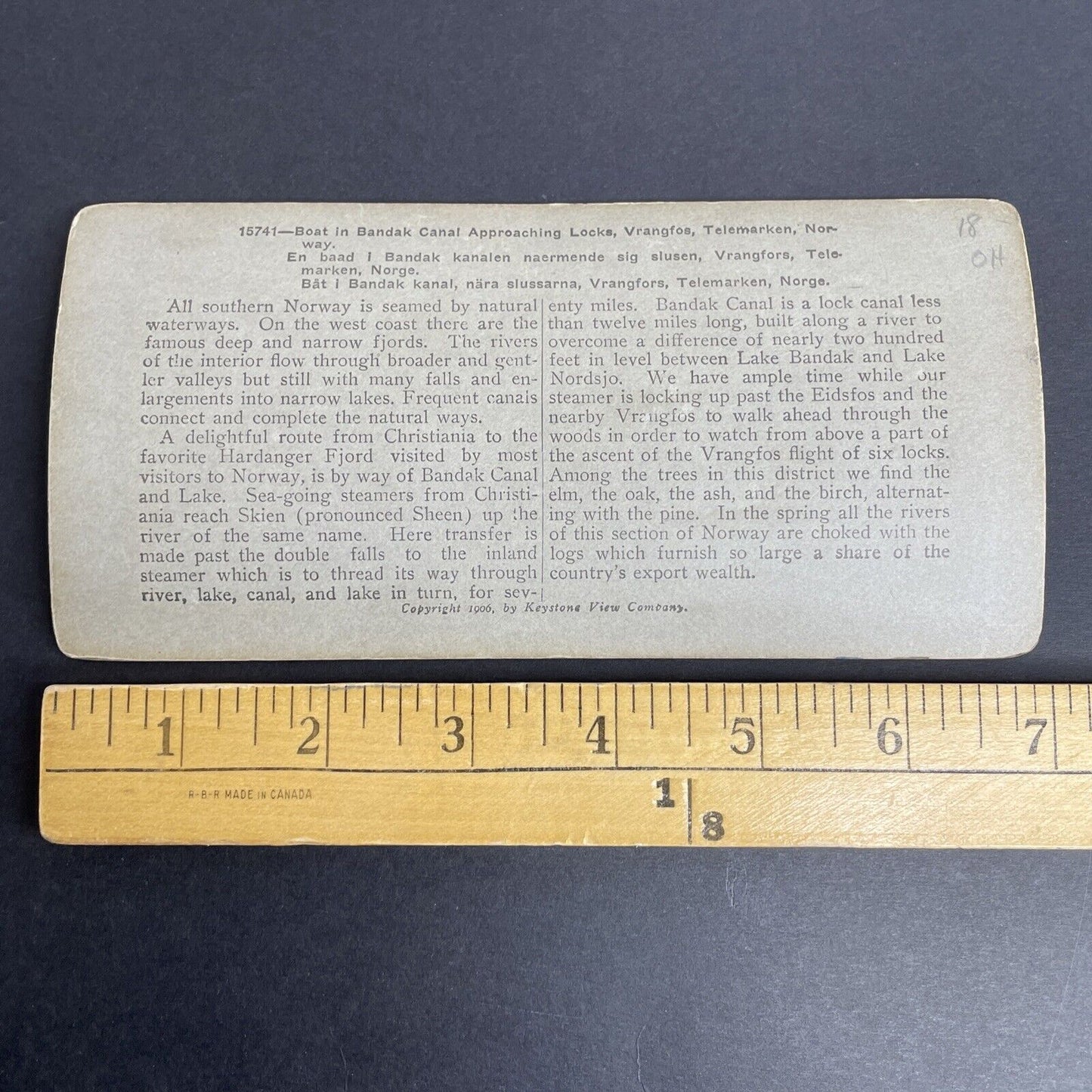 Antique 1908 Telemark Canal Ship In Vrangfoss Norway Stereoview Photo Card P961