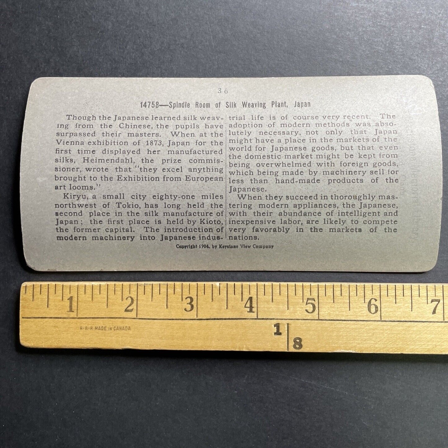 Antique 1904 Silk Factory Spindle Room Kiryu Japan Stereoview Photo Card P1538