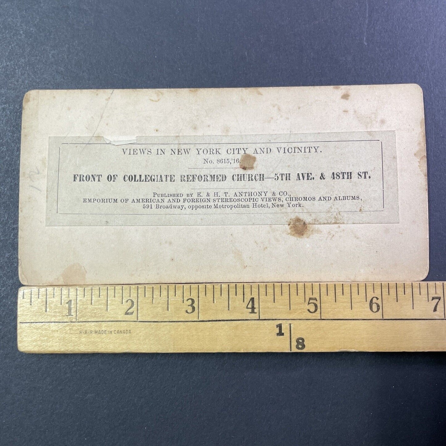 Collegiate Reformed Protestant Dutch Church Stereoview Manhattan NY c1869 X1273