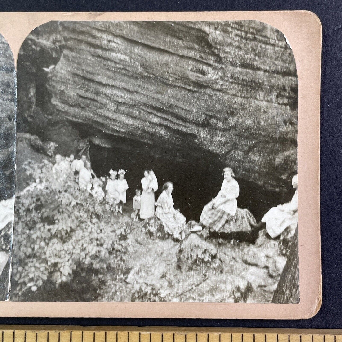 Women and Children Niagara Falls Gorge Stereoview OOAK Antique c1913 Y2733