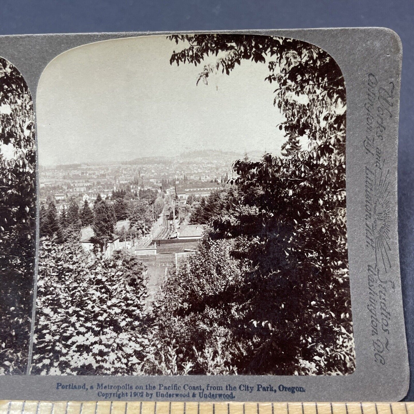 Antique 1902 Portland Oregon City View Stereoview Photo Card V1858
