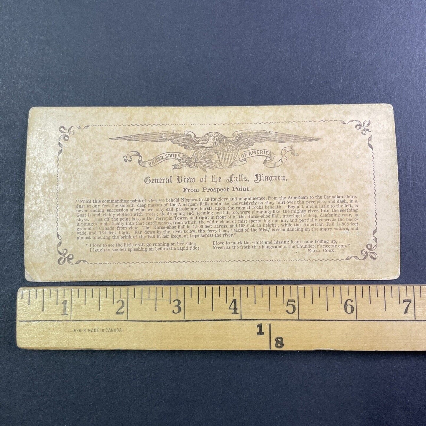 Niagara Falls From Prospect Point Stereoview Union Eagle Backstamp c1870 Y1703