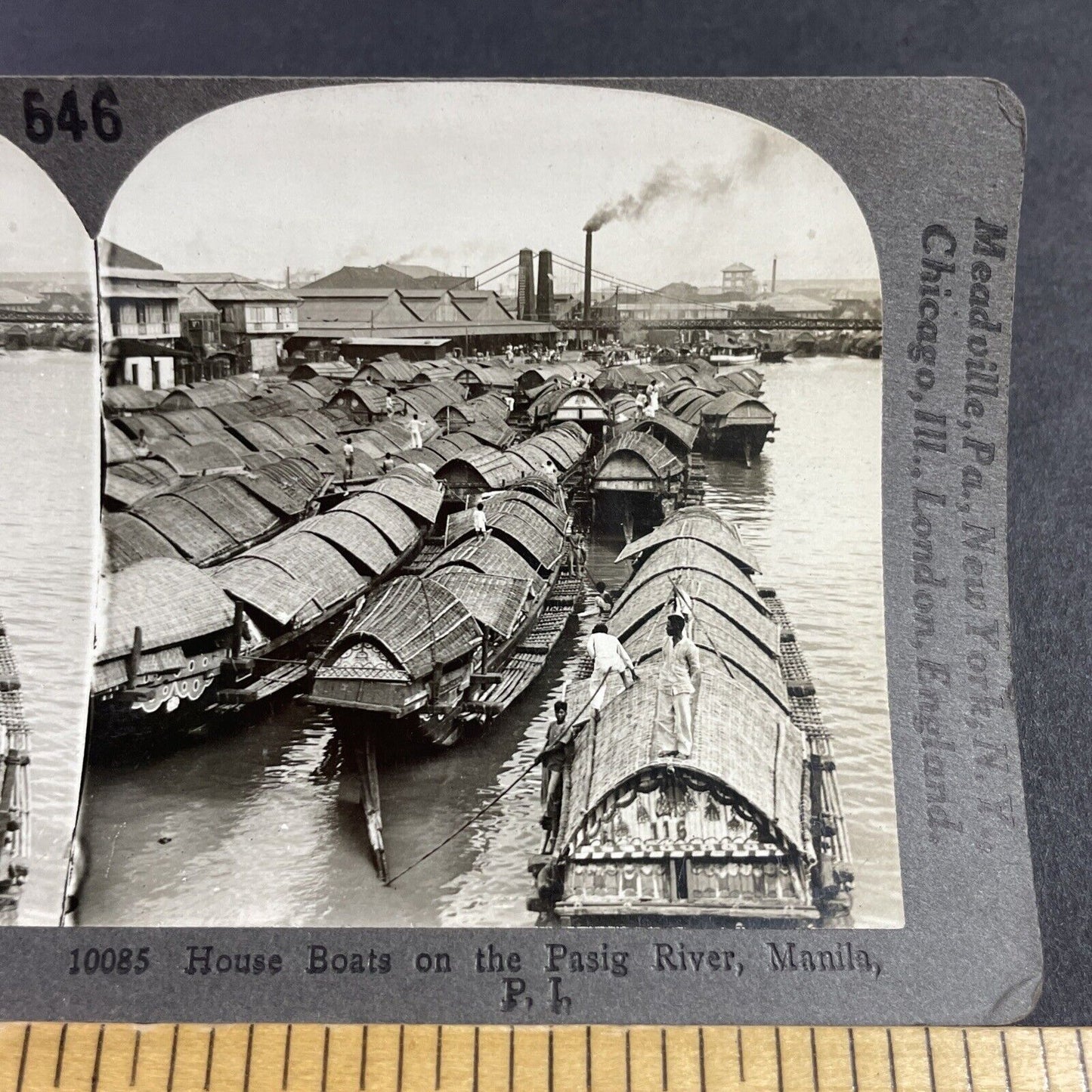 Antique 1910s Shipping Port Manila Philippines Stereoview Photo Card P3625