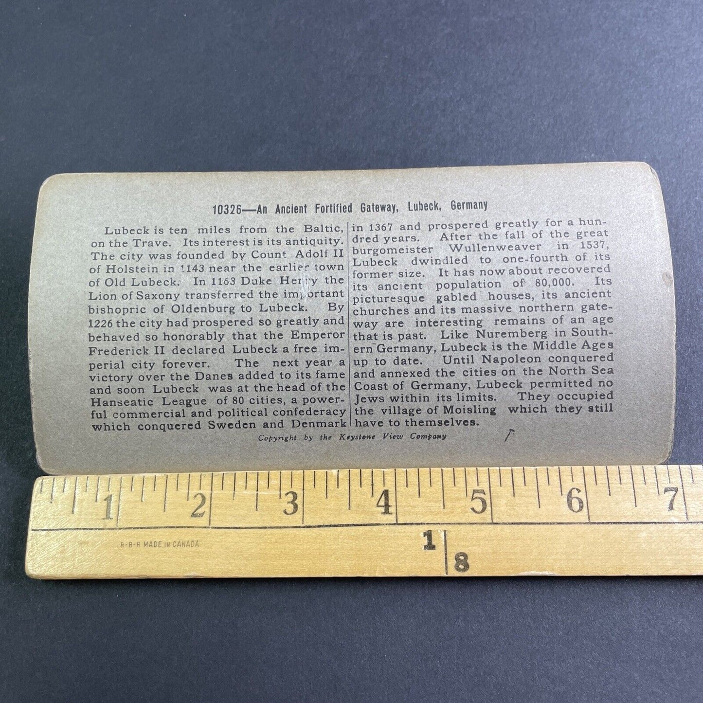 Antique 1901 Fortifications Of Lubeck Germany Stereoview Photo Card P2199