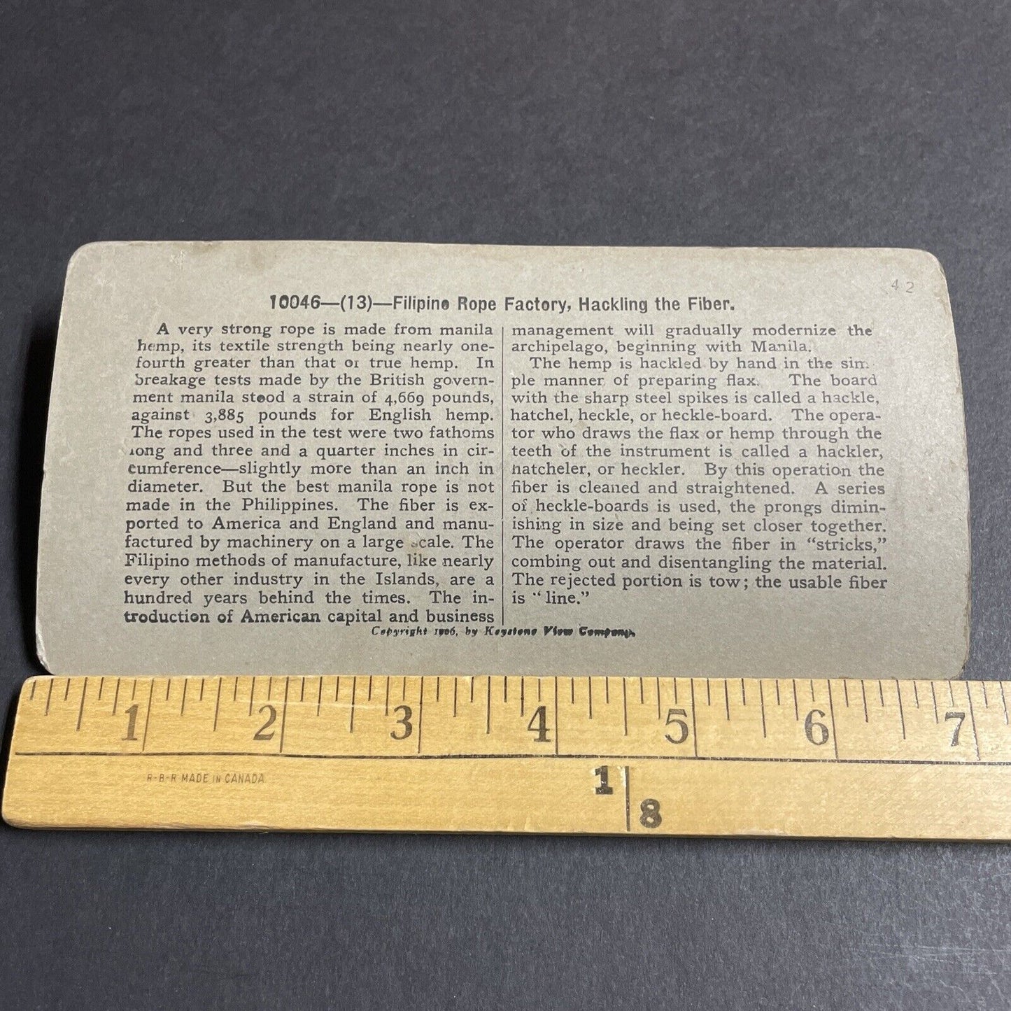 Antique 1906 Pinay Pinoy Woman Weaving Hemp Stereoview Photo Card P4477