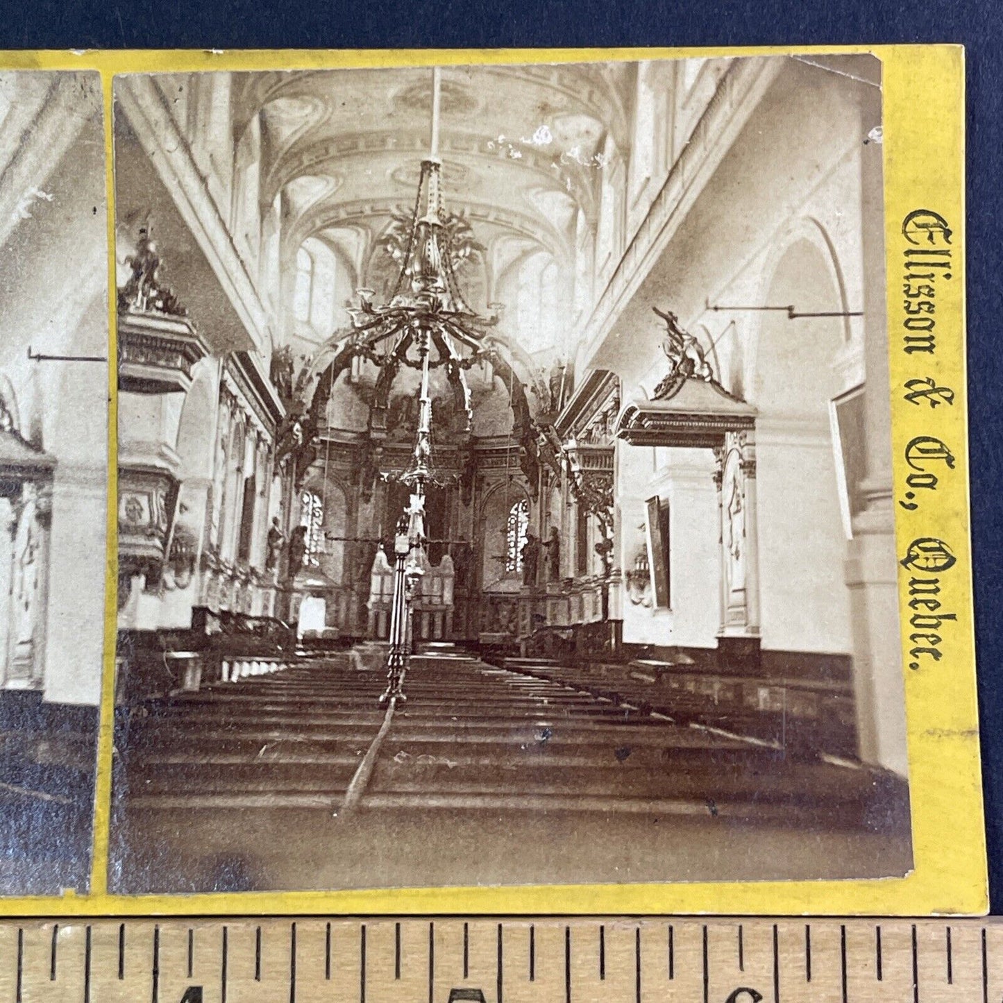 Cathedral Basilica Notre Dame de Quebec Stereoview Ellisson Antique c1872 X1816