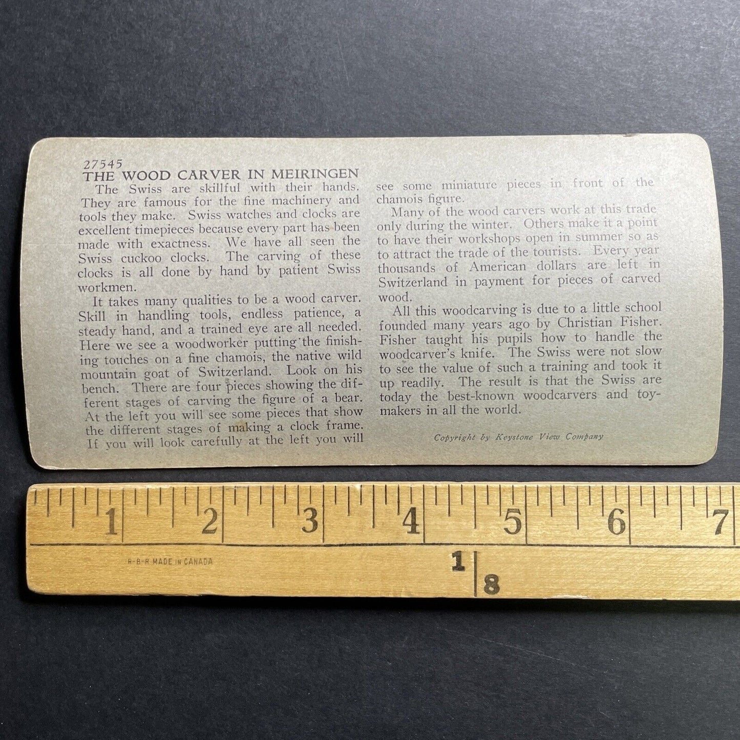 Antique 1910 Wood Carving In Meiringen Switzerland Stereoview Photo Card P1536