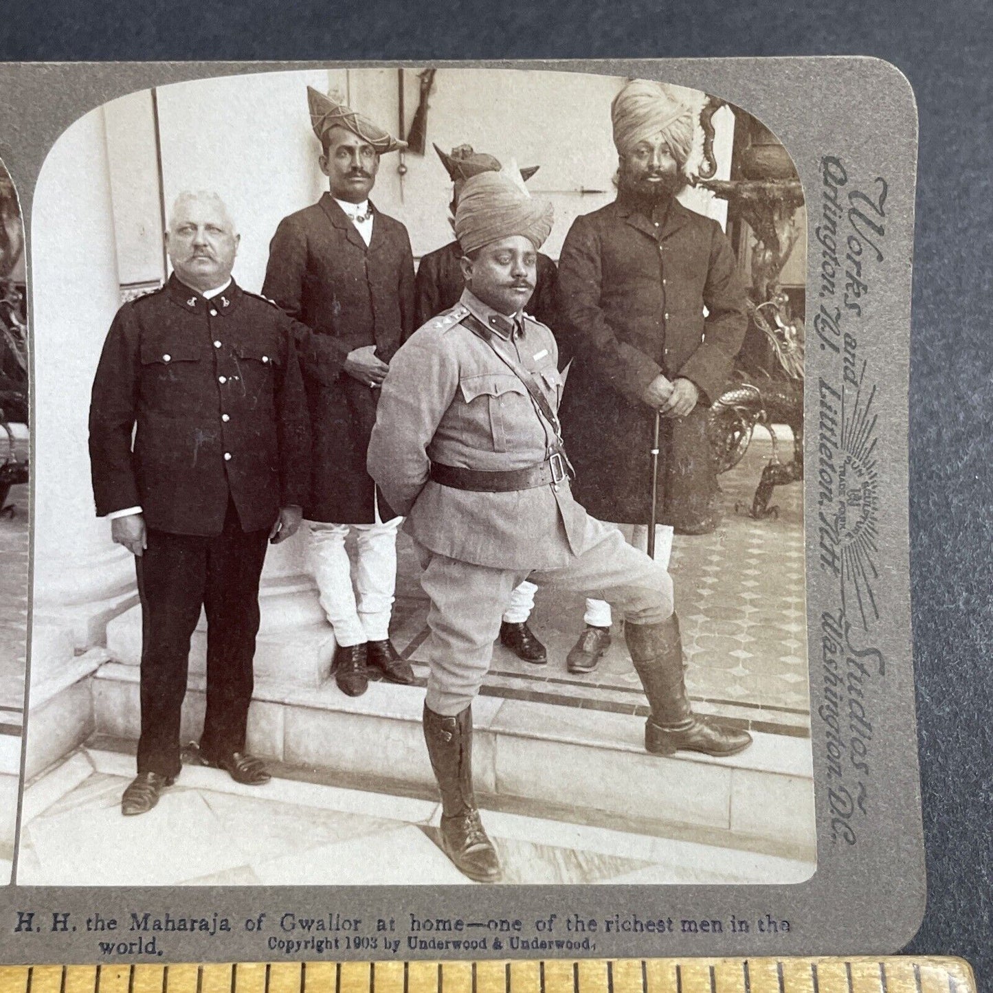 Antique 1903 Maharaja Madho Rao Scindia Of Gwalior Stereoview Photo Card P5648