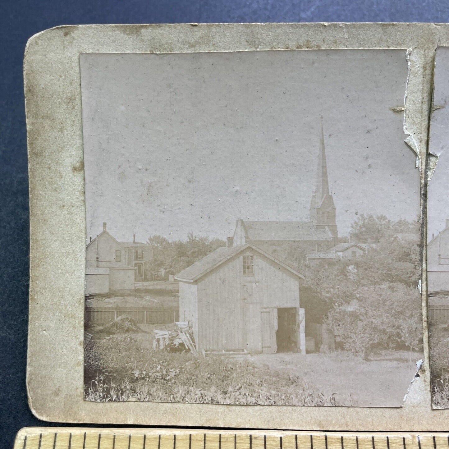 Antique 1860s Pennsylvania Unknown Town Stereoview Photo Card V3401