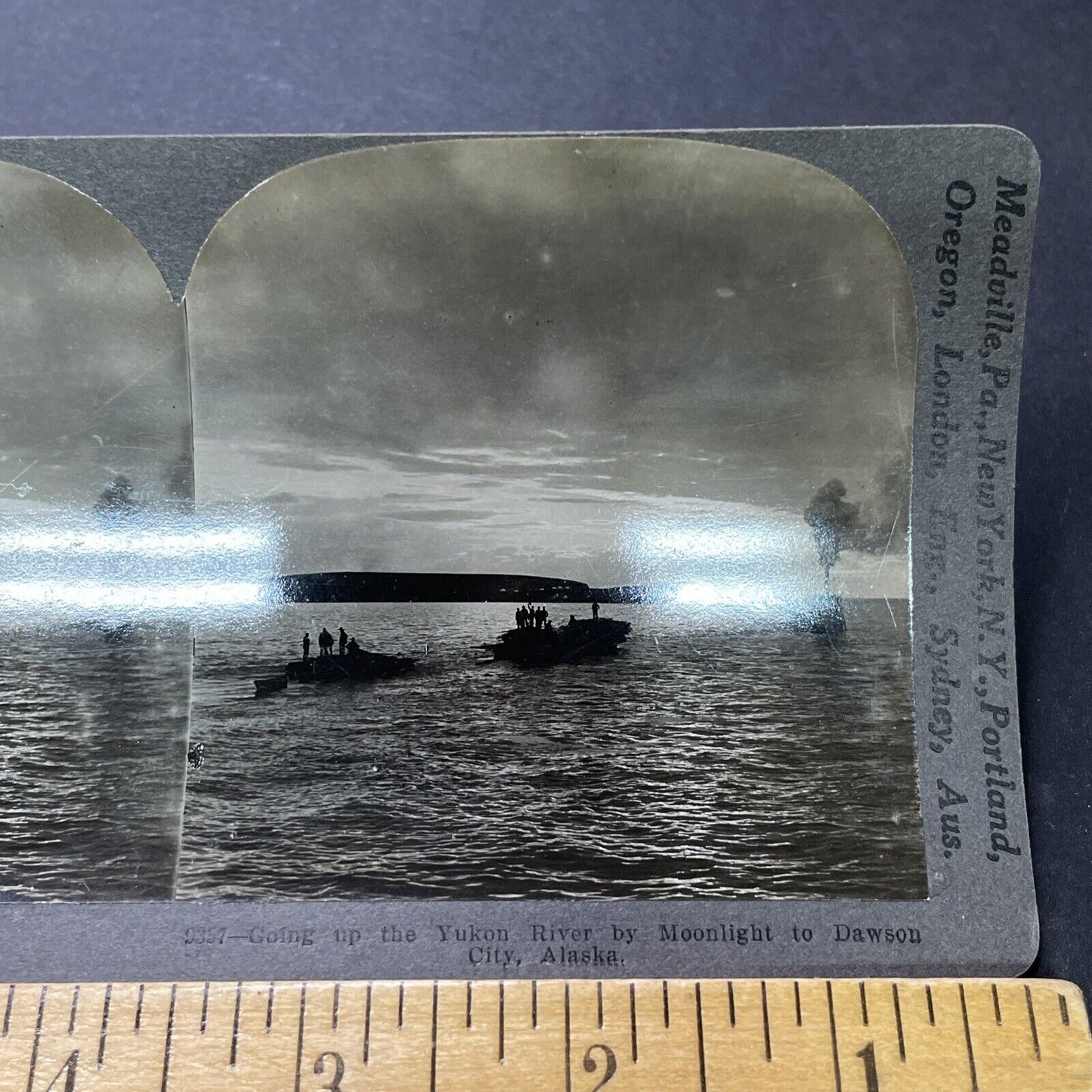 Antique 1900 Gold Miners Ship Ore Dawson City Alaska Stereoview Photo Card P2327
