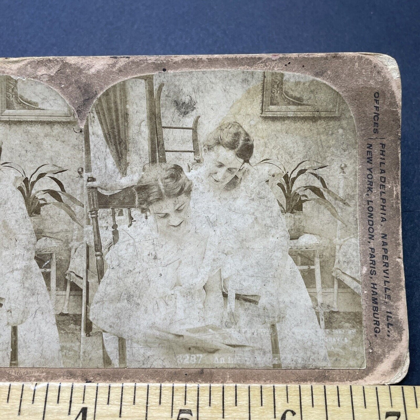 Antique 1890s Woman In Low Cut Risque Nightgown Stereoview Photo Card P2543