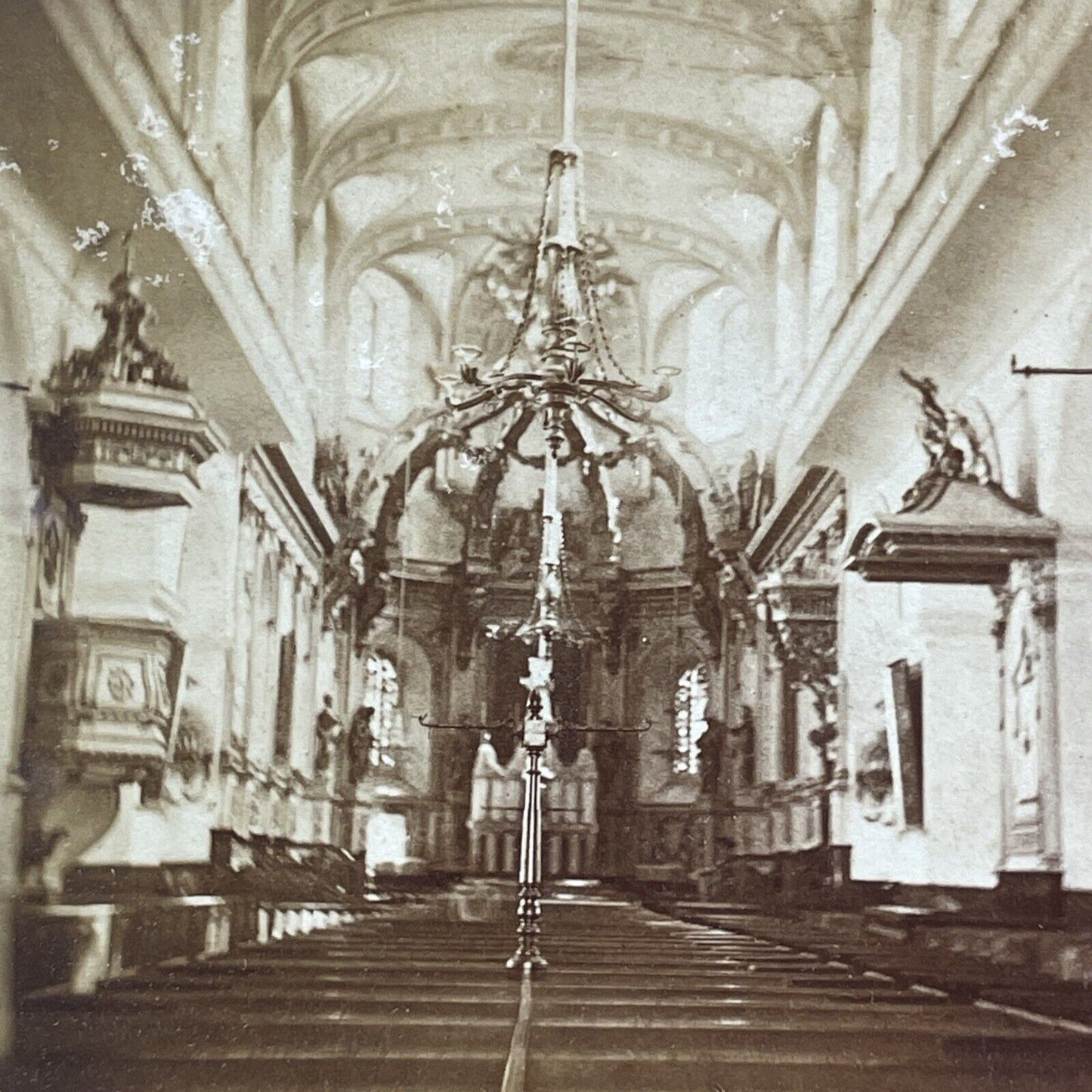 Cathedral Basilica Notre Dame de Quebec Stereoview Ellisson Antique c1872 X1816