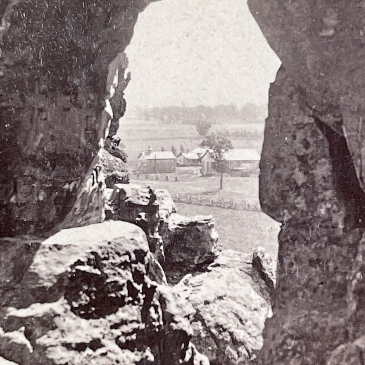Coon Castle Farm Stereoview Wisconsin Dells Juneau County Antique c1880 X3136