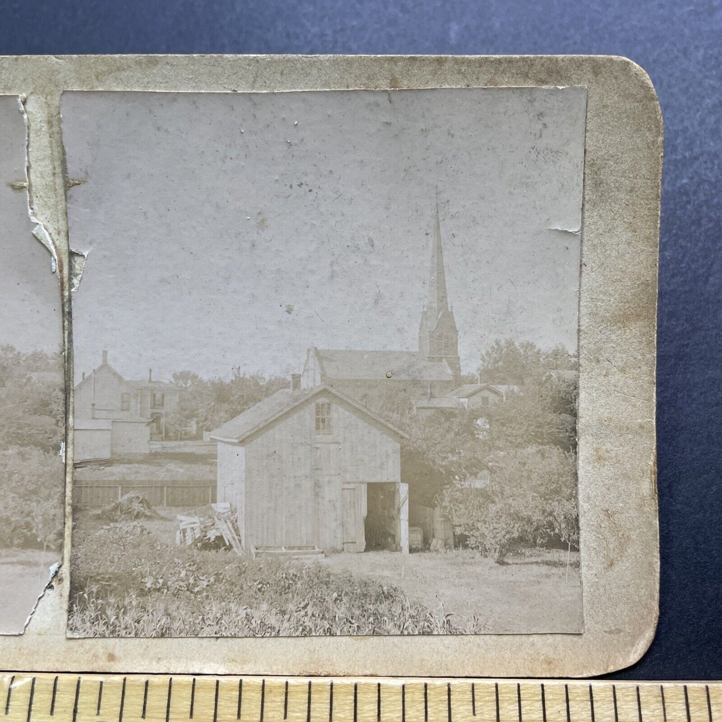 Antique 1860s Pennsylvania Unknown Town Stereoview Photo Card V3401