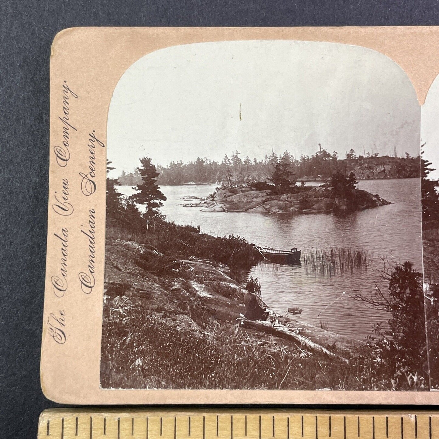 Sans Souci Island Parry Sound Ontario Stereoview Garden Channel c1899 Y486