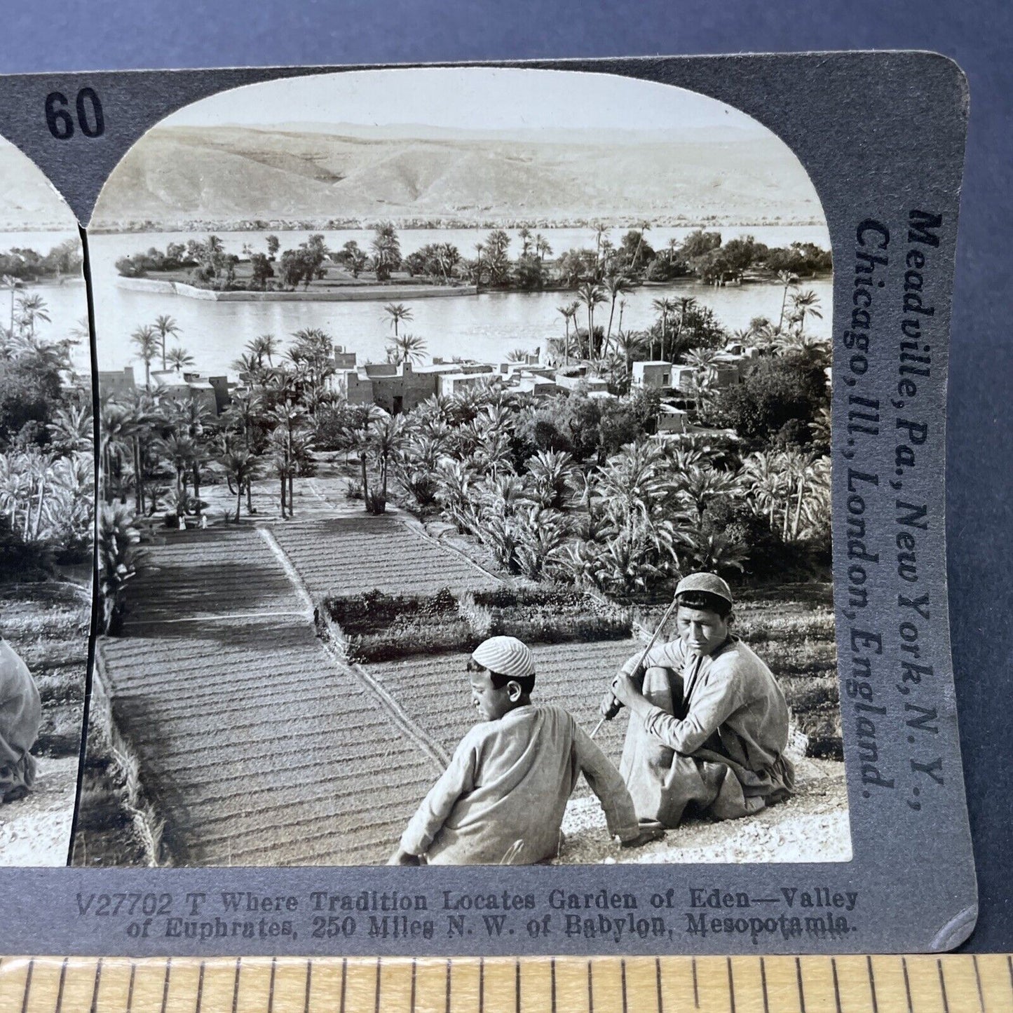 Antique 1910s Children Playing In Central Iraq Stereoview Photo Card P2740
