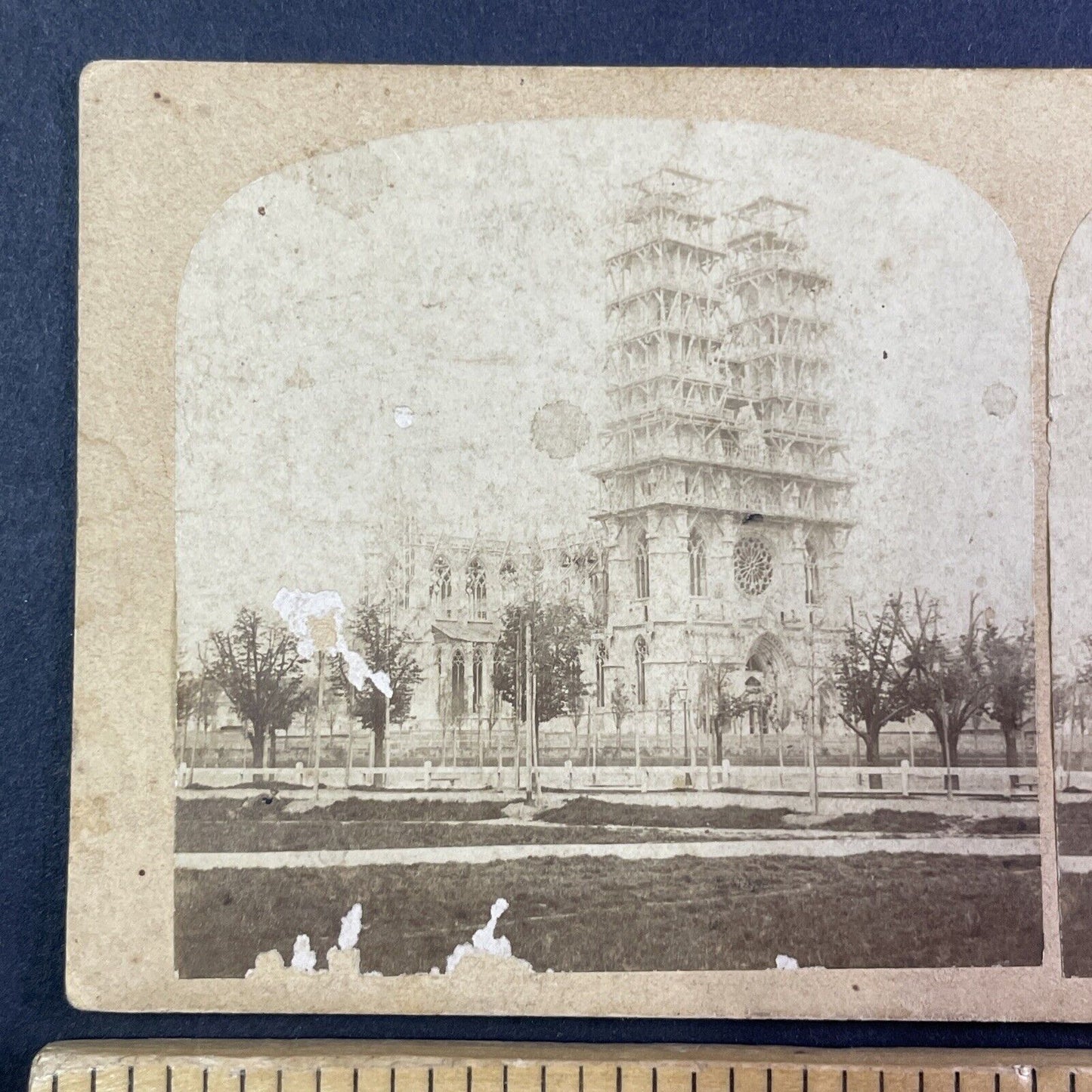 Votivkirche Votiv Church Under Construction Stereoview Vienna Austria c1860 Y978