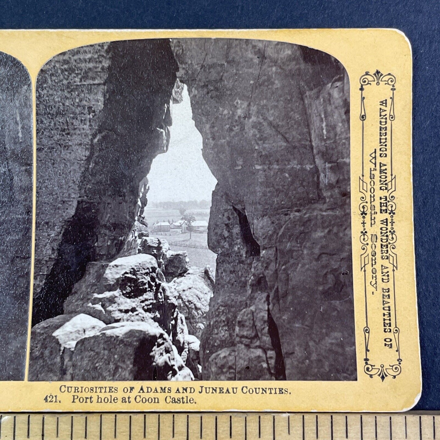 Coon Castle Farm Stereoview Wisconsin Dells Juneau County Antique c1880 X3136