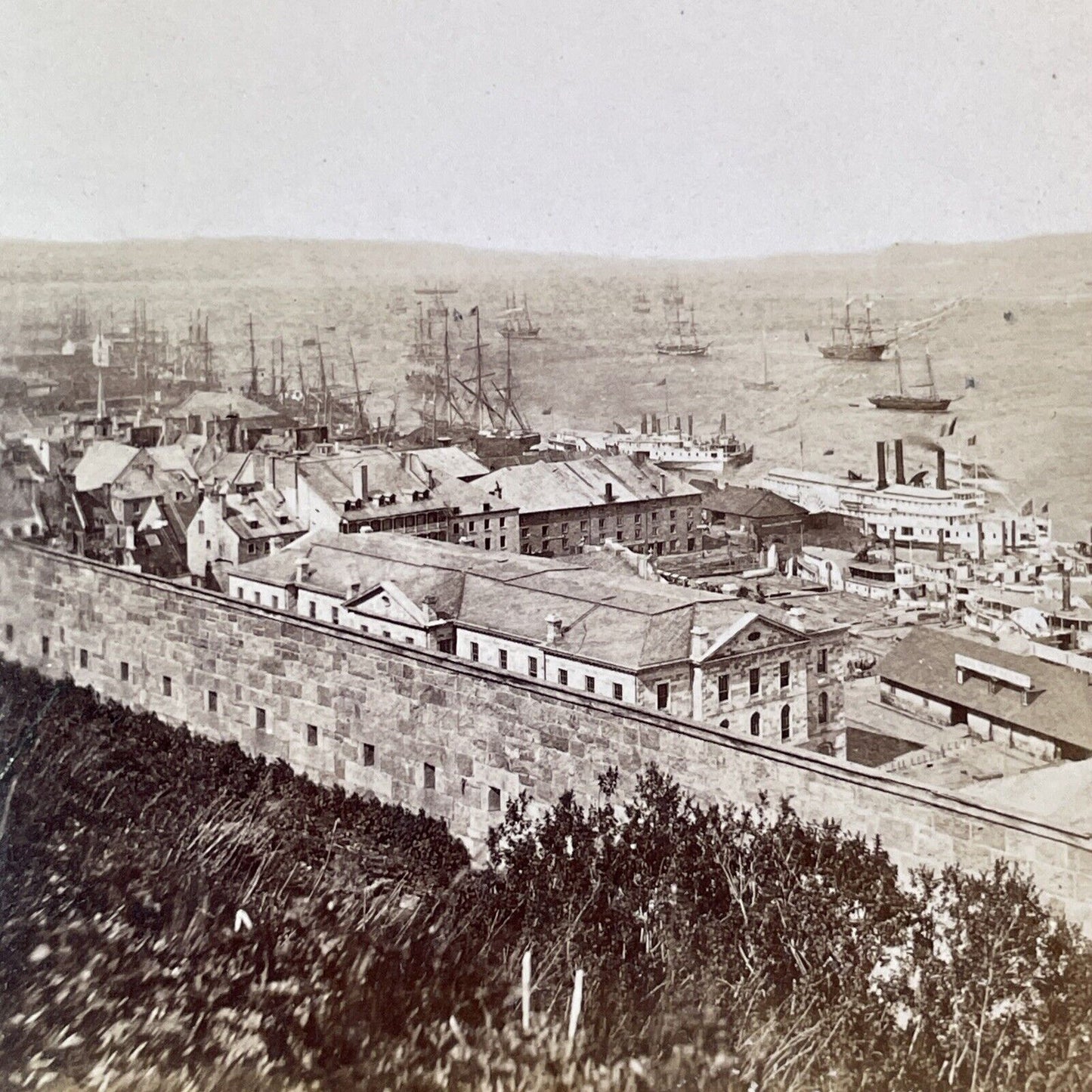 Quebec City Harbour and Ships Canada Stereoview L.P. Vallee c1860s Y1724