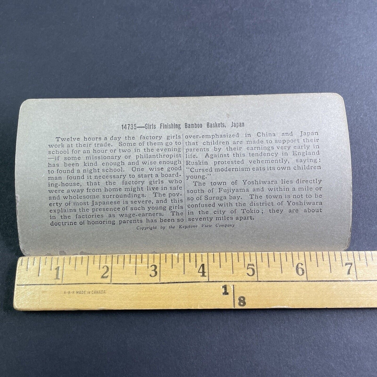 Antique 1904 Basket Factory Yoshiwara Fuji Japan Stereoview Photo Card P2122